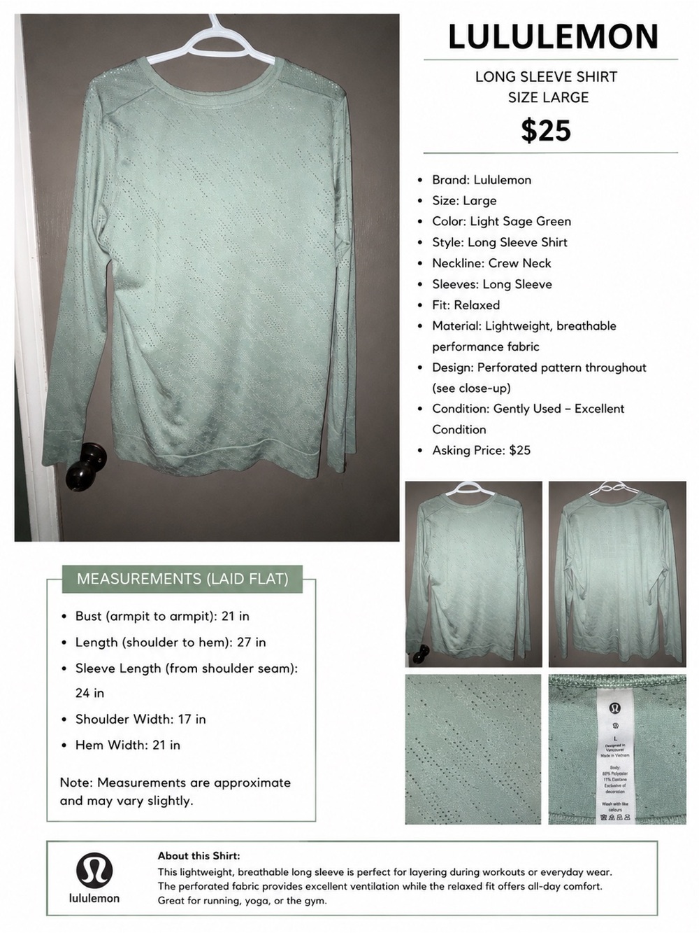 Lululemon athletica women’s Crewneck long sleeve